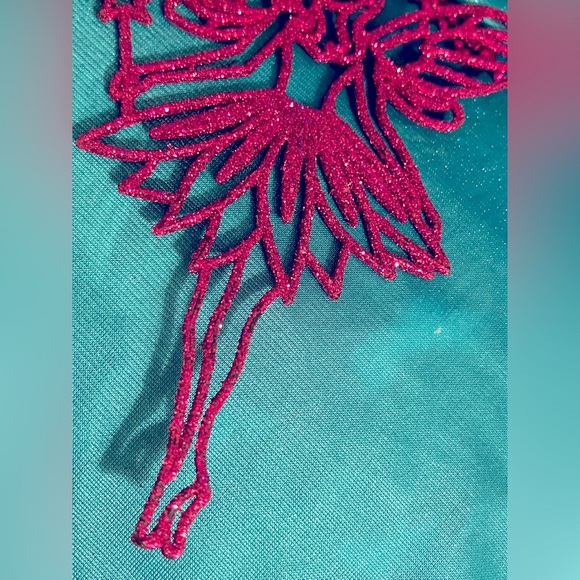 Ballerina glitter fairy necklace/ornament magenta large With magic wand star - Picture 2 of 3
